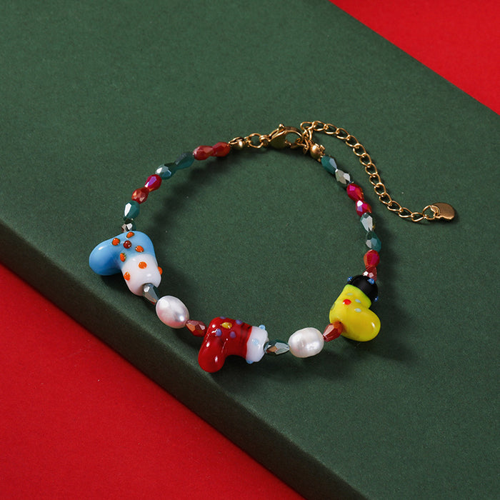 Wholesale Necklace Freshwater Pearl Christmas Colorful Beaded Bracelet Earrings Set JDC-NE-RuiX001