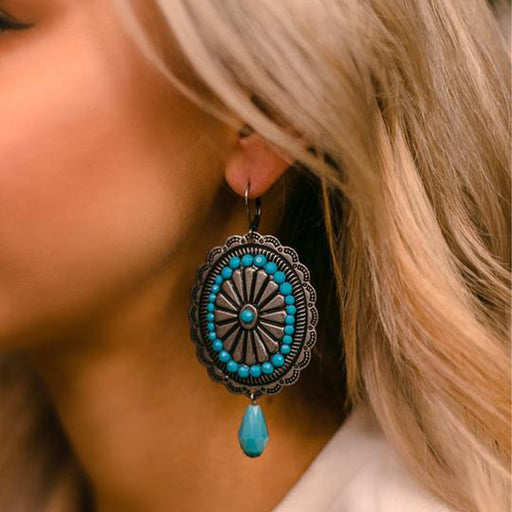 Jewelry WholesaleWholesale vintage western-style turquoise earrings JDC-ES-saip039 Earrings 赛蒲 %variant_option1% %variant_option2% %variant_option3%  Factory Price JoyasDeChina Joyas De China