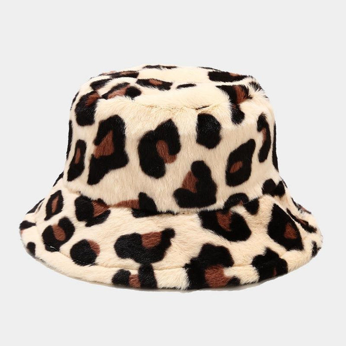 Wholesale Hat Acrylic Leopard Print Fleece Thickened Windproof Bucket Hat JDC-FH-PangQ001