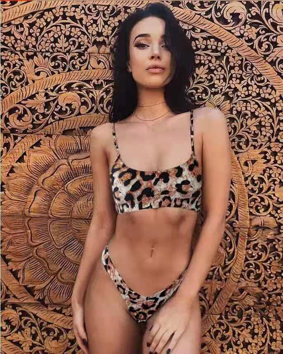 Wholesale Leopard Print Ladies Swimsuit Double Layer Fabric JDC-SW-Junt006