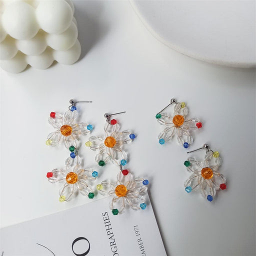 Jewelry WholesaleWholesale color crystal millet beads woven flowers S925 silver needle earrings JDC-ES-FX014 Earrings 繁瑆 %variant_option1% %variant_option2% %variant_option3%  Factory Price JoyasDeChina Joyas De China