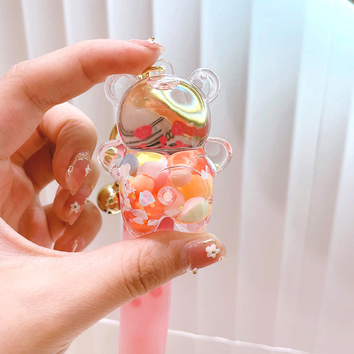 Wholesale cute rainbow into oil acrylic bear drift bottle pendant JDC-KC-LeZ015