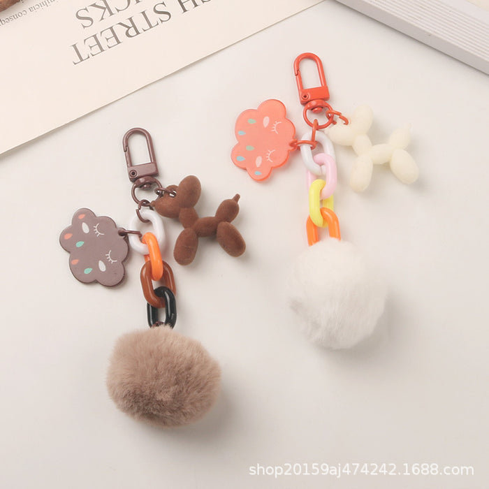 Wholesale Keychains Plastic Cute Hairball Puppy MOQ≥2 JDC-KC-YiHan038