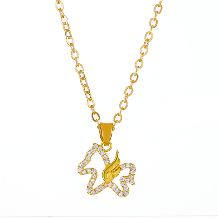 Wholesale Micro Inlay Zircon Hollow Pony Necklace Women JDC-NE-D047