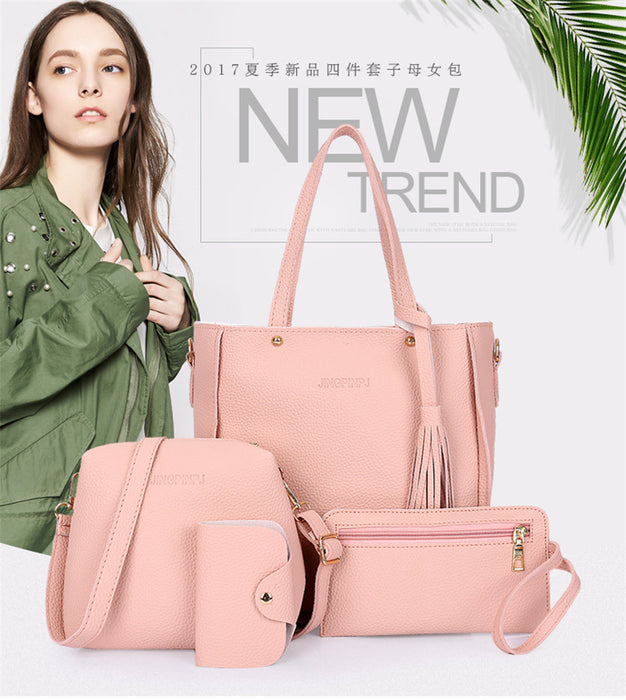 Wholesale four-piece women's bag lychee pattern handbag JDC-HB-Henxinyu001