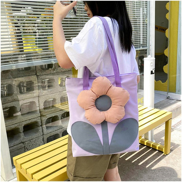 Wholesale nylon funny personality girl student flower shoulder bag JDC-SD-Hanc011