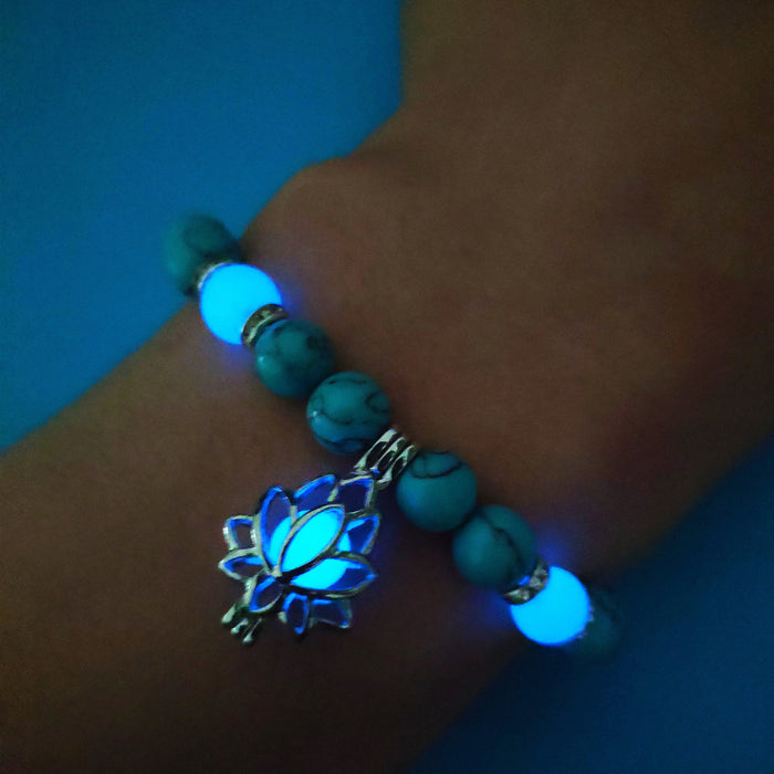 Wholesale Turquoise Bead Bracelet Energy Glowing Lotus Stretch Beads JDC-BT-ZhongY001