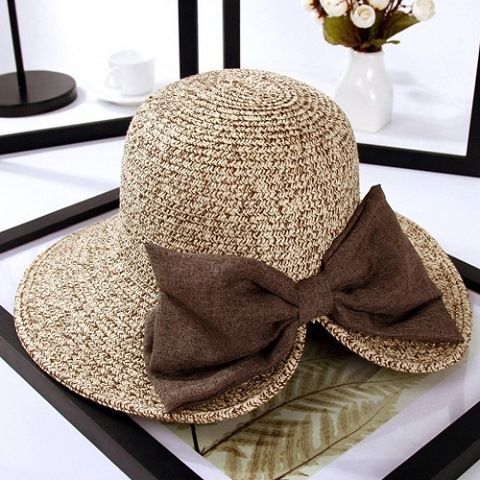 Wholesale bifurcated big bow foldable sun hat MOQ≥2 JDC-FH-XYun002