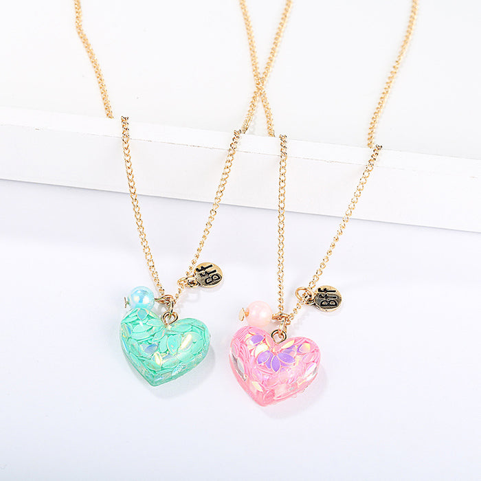 Wholesale BFF Letter Simple Cute Peach Heart Shaped Children's Necklace MOQ≥3 JDC-NE-shenX003