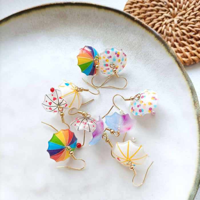 Wholesale S925 Silver Rainbow Small Umbrella Acrylic Earrings JDC-ES-MISUI001