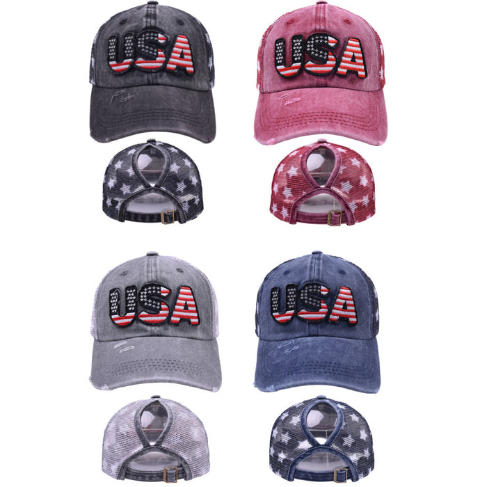 Jewelry WholesaleWholesale Embroidered Hole Ponytail Baseball Cap MOQ≥2 JDC-FH-WenR008 Fashionhat 温然 %variant_option1% %variant_option2% %variant_option3%  Factory Price JoyasDeChina Joyas De China