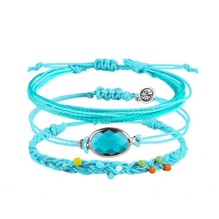 Wholesale Bracelet Set Boho Wax Thread Braided Rice Bead Bracelet MOQ≥3 JDC-BT-QiuX011