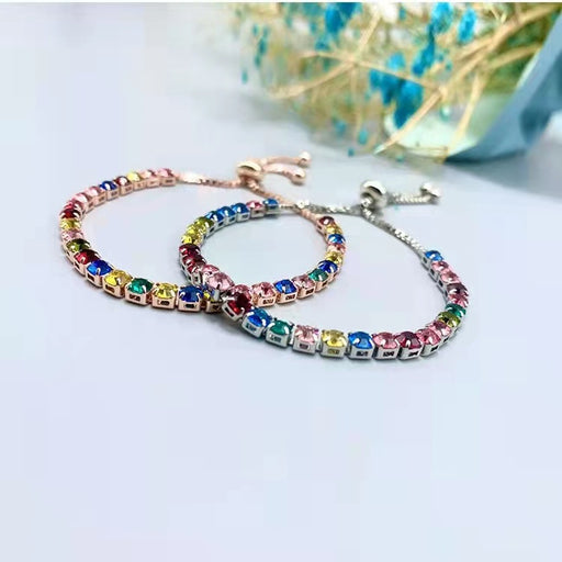 Jewelry WholesaleWholesale 3mm Color Round Zircon Single Row Full Drill Adjustable Crystal Bracelet JDC-BT-YunJ007 Bracelet 云锦 %variant_option1% %variant_option2% %variant_option3%  Factory Price JoyasDeChina Joyas De China