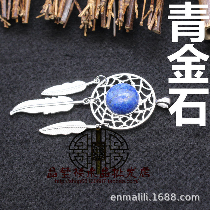 Wholesale Necklace Green Onyx Dream Catcher Pendant JDC-NE-Jinshe006