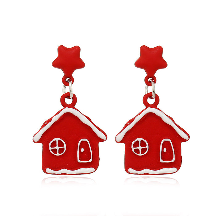 Wholesale Earrings Alloy Enamel Christmas Tree Santa Claus Bells MOQ≥2 JDC-ES-ZL024