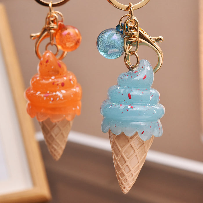 Wholesale Keychains Resin Cute Ice Cream With Lights JDC-KC-WAN036