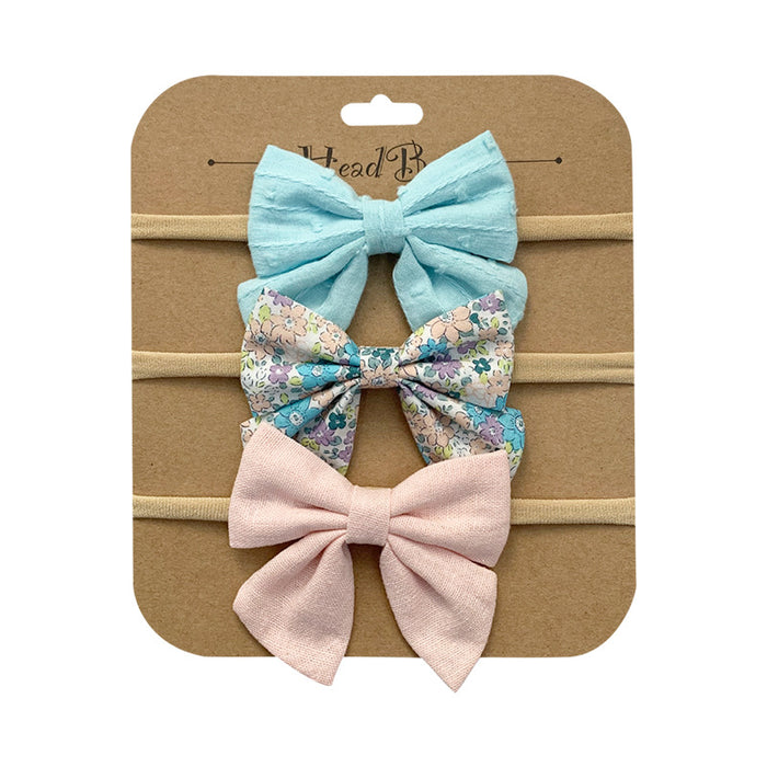 Wholesale Headband Cotton Linen Baby Soft Elastic Bow MOQ≥10 JDC-HD-AMSR004