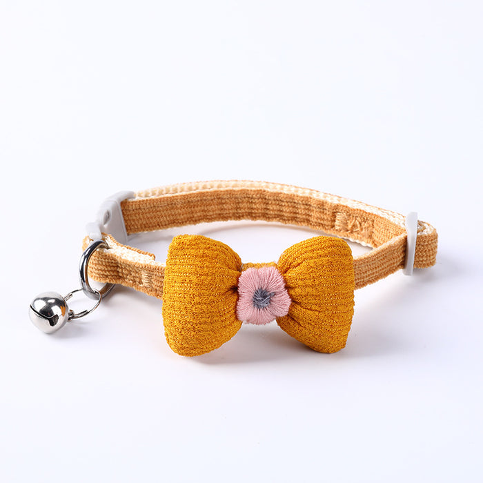 Wholesale Adjustable Polyester Pet Bow Cat Decorative Collar MOQ≥2 JDC-PD-LeC001