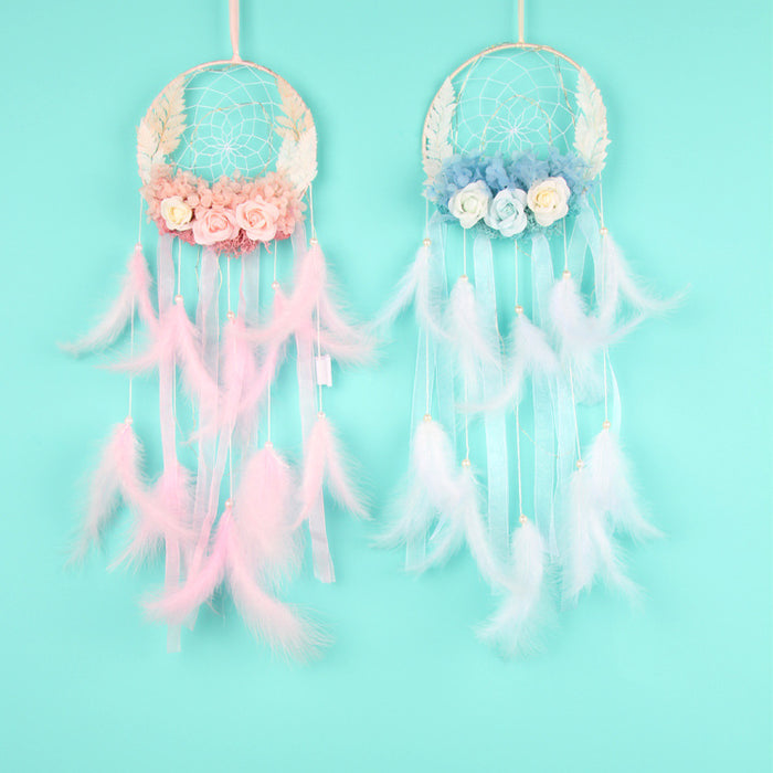 Jewelry WholesaleWholesale Girl Preserved Flower Feather Ornament Dreamcatcher MOQ≥2 JDC-DC-FengH006 Dreamcatcher 丰泓 %variant_option1% %variant_option2% %variant_option3%  Factory Price JoyasDeChina Joyas De China