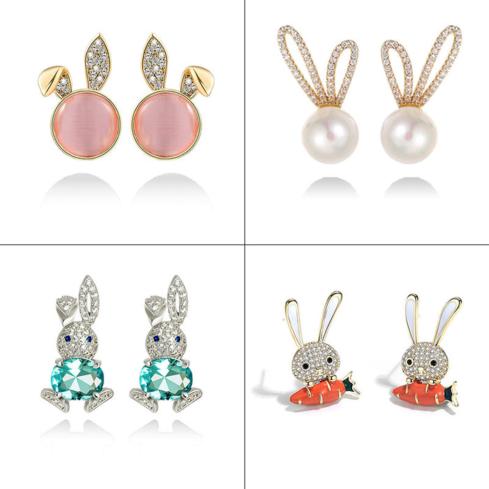 Wholesale Earrings Alloy Cute Rabbit Diamond JDC-ES-YiCe002