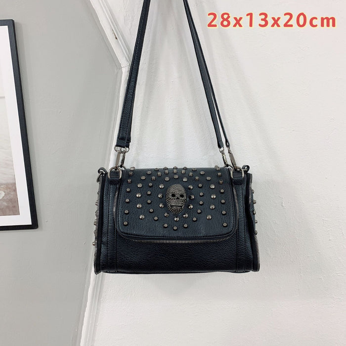 Wholesale Shoulder Bag PU Skull Rivet Pillow Bag Diagonal Cross MOQ≥3 JDC-SD-Shangj002