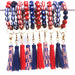 Jewelry WholesaleWholesale Wooden Beaded American Flag Beaded Tassel Wristlet Keychain MOQ≥2 JDC-KC-QXue002 Keychains 秋雪 %variant_option1% %variant_option2% %variant_option3%  Factory Price JoyasDeChina Joyas De China