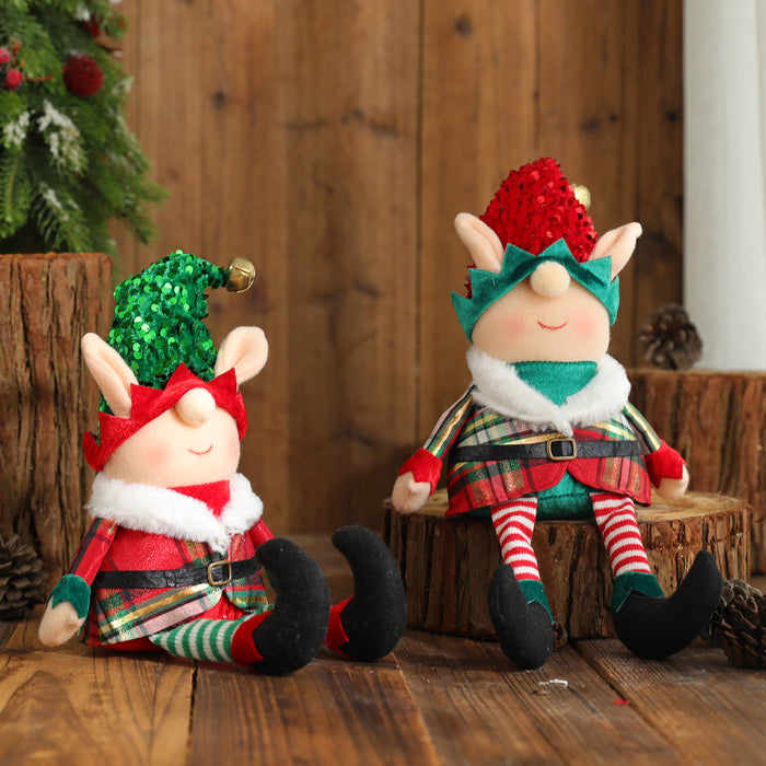 Wholesale Ornaments Cloth Christmas Elf Long Legged Doll MOQ≥2 JDC-OS-QuY008