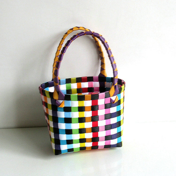 Jewelry WholesaleWholesale Colorful Plastic Woven Tote Beach Bag JDC-BB-DeR002 Beach Bag 德瑞 %variant_option1% %variant_option2% %variant_option3%  Factory Price JoyasDeChina Joyas De China