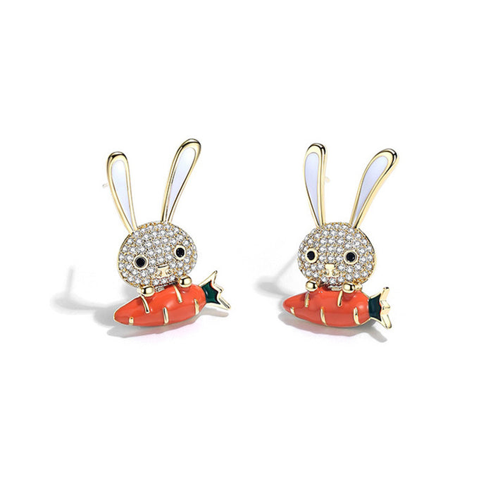 Wholesale Earrings Alloy Cute Rabbit Diamond JDC-ES-YiCe002