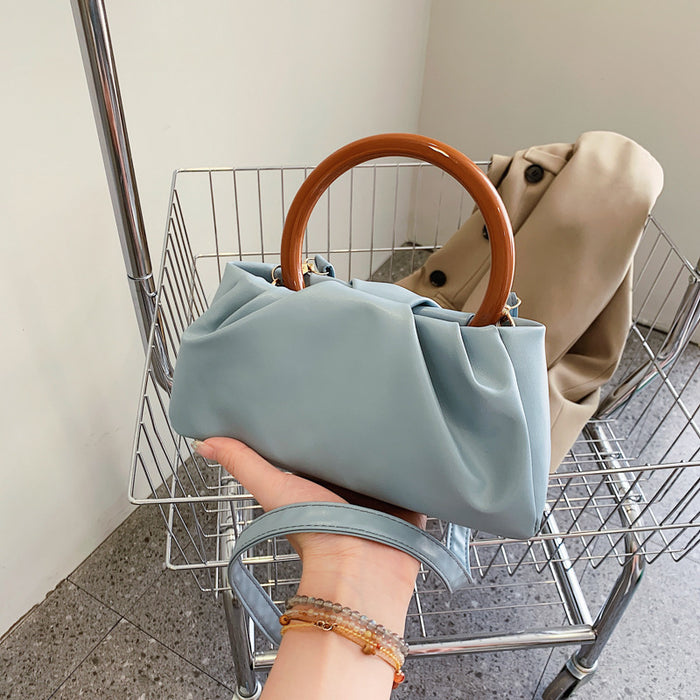 Wholesale pleated handbag women's solid color small square bag JDC-HB-Henxinyu002