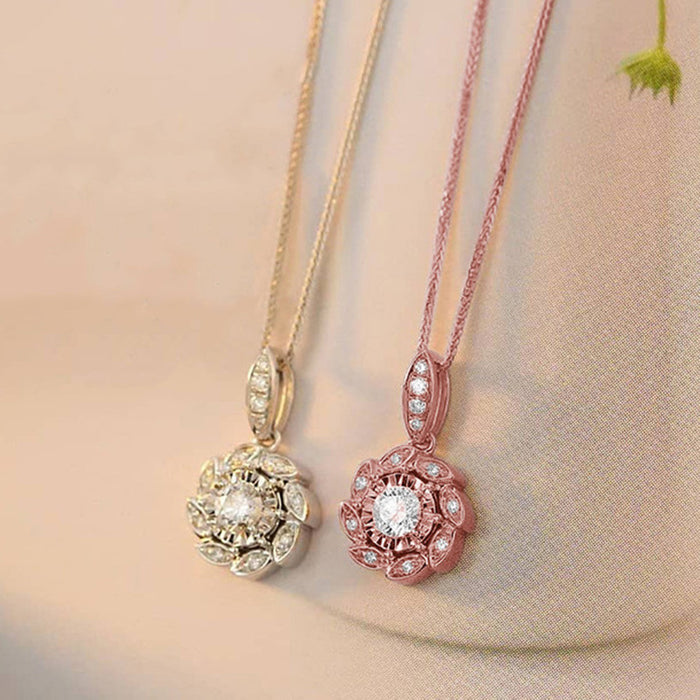 Wholesale Flower Zircon Necklace long necklace MOQ≥2 JDC-NE-CaoS044