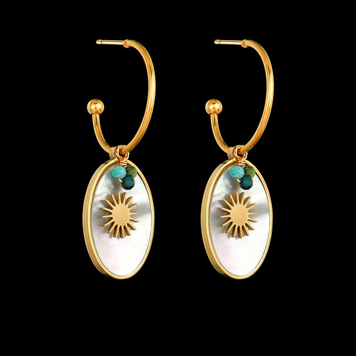 Jewelry WholesaleWholesale pearl shell earrings temperament Turquoise Leaf Earrings JDC-ES-RXSFL009 Earrings 尚芙乐 %variant_option1% %variant_option2% %variant_option3%  Factory Price JoyasDeChina Joyas De China