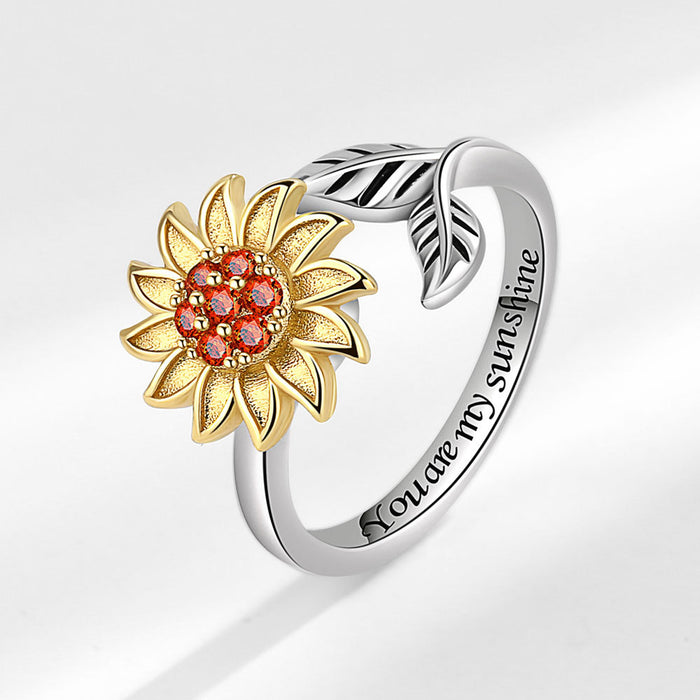 Wholesale Rings Copper Sunflower Rotatable Adjustable JDC-RS-YZM109