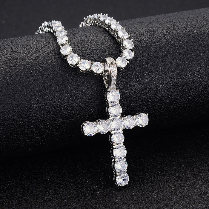 Wholesale Necklace Alloy Zirconia Cross MOQ≥2 JDC-NE-XuanD006