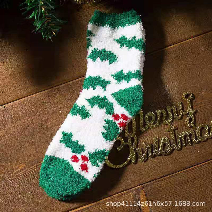 Wholesale Fuzzy Socks Coral Fleece Autumn Winter Thick Sleeping Socks Christmas JDC-SK-XiaoZ003