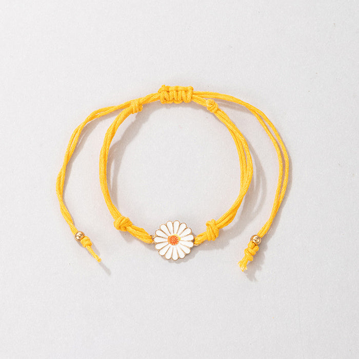 Jewelry WholesaleWholesale Yellow Braided Rope Small Daisy Flower Single Layer Anklet JDC-AS-C133 Anklet 陌茗 %variant_option1% %variant_option2% %variant_option3%  Factory Price JoyasDeChina Joyas De China