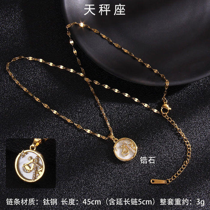 Jewelry WholesaleWholesale Twelve Constellation Gemstone Titanium Steel Necklace JDC-NE-RongS010 Necklaces 荣硕 %variant_option1% %variant_option2% %variant_option3%  Factory Price JoyasDeChina Joyas De China