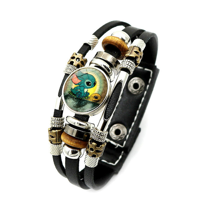 Wholesale Cartoon Alloy Glass Leather Cord Bracelet (M) JDC-BT-XuS004