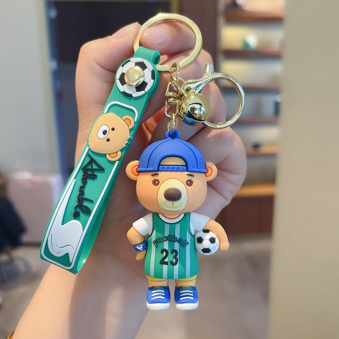 Wholesale Keychains For Backpacks holding ball cartoon bear cute doll car key chain MOQ≥2 JDC-KC-GHui019