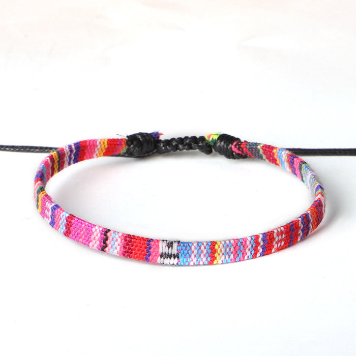 Wholesale Anklet Boho Anklet Hand Braided Rainbow Color Anklet LGBT MOQ≥3 JDC-AS-QiuX001