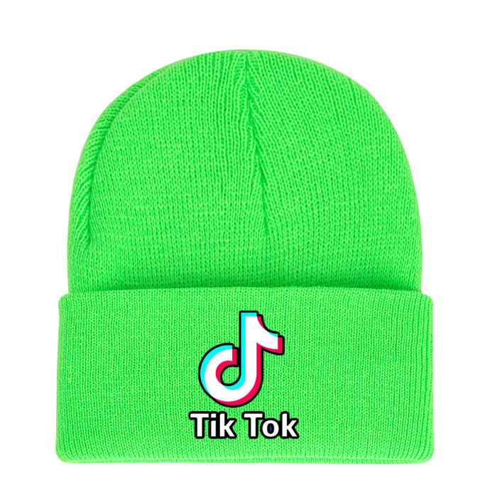 Wholesale Hat Acrylic Warm Solid Color Letter Crimped Knit Hat JDC-FH-WDM009