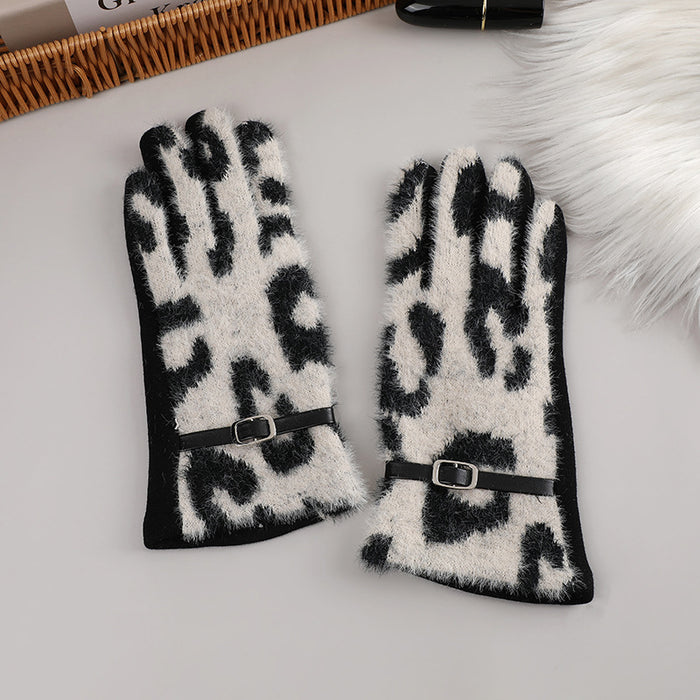 Wholesale Gloves Wool Elegant Cow Pattern Fleece JDC-GS-XTian005