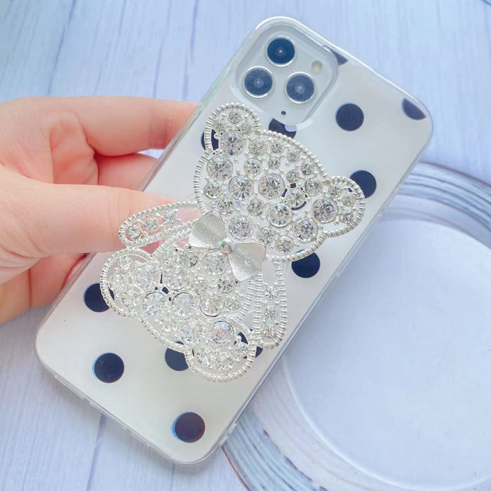 Wholesale Grip TPU Diamond Encrusted Diamond Bear MOQ≥2 JDC-PS-HWei002