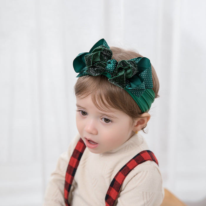 Wholesale Headband Cloth Kids Nylon Baby Headband Dot Webbing Bow JDC-HD-QYB001