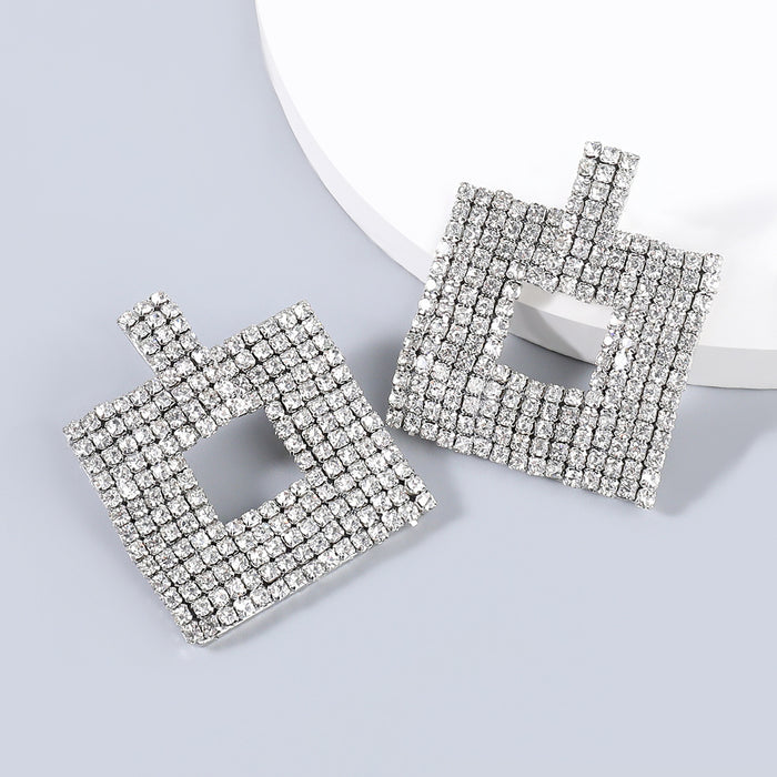 Jewelry WholesaleWholesale diamond inlaid water diamond full diamond square geometric Earrings JDC-ES-JL969  氿乐 %variant_option1% %variant_option2% %variant_option3%  Factory Price JoyasDeChina Joyas De China