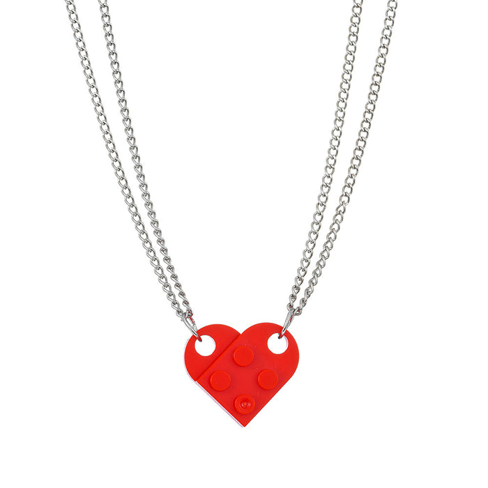 Wholesale Heart Necklace Can Splicing Split Block Pendant Necklace JDC-NE-YiD034