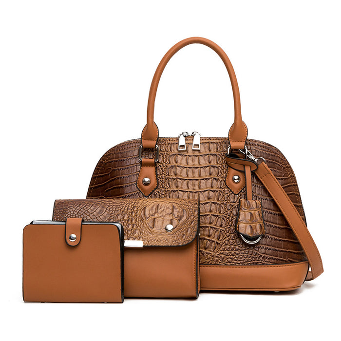 Wholesale Shoulder Bag PU Crocodile Pattern Hand Wallet 3 Piece Set Diagonal JDC-SD-Gediao004