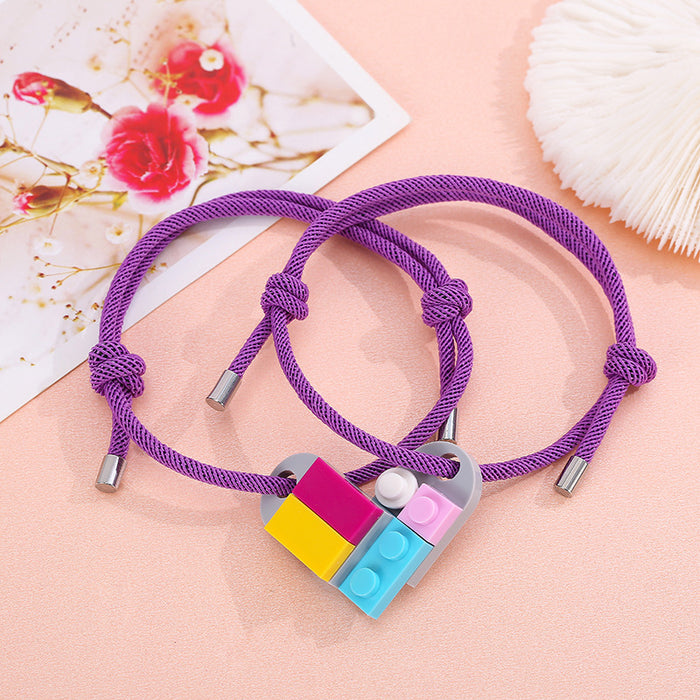 Wholesale Milanese Rope Building Blocks Assembled Love Couple Bracelet JDC-BT-ZiR013