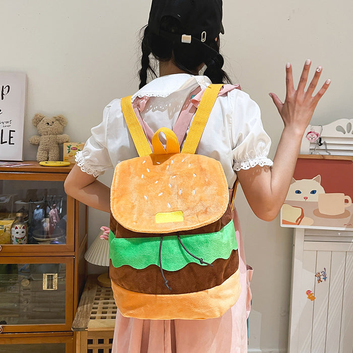 Wholesale canvas cartoon funny hamburger soft backpack包 JDC-BP-Hanc003