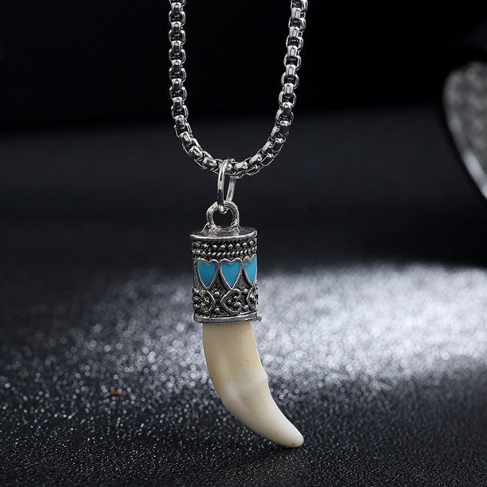 Wholesale Wolf Tooth Pendant Titanium Steel Necklace JDC-NE-Luox001